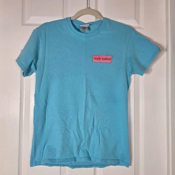 Simply Southern "Flip Flops and Dunes" Blue Short Sleeve Tee Shirt Size Small - Picture 2 of 7